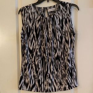 Calvin Klein blouse, black and white with key hole